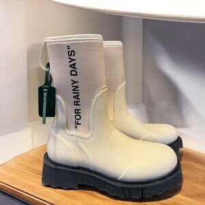 OFF-WHITE Zip-tie Rain Boots, White 39